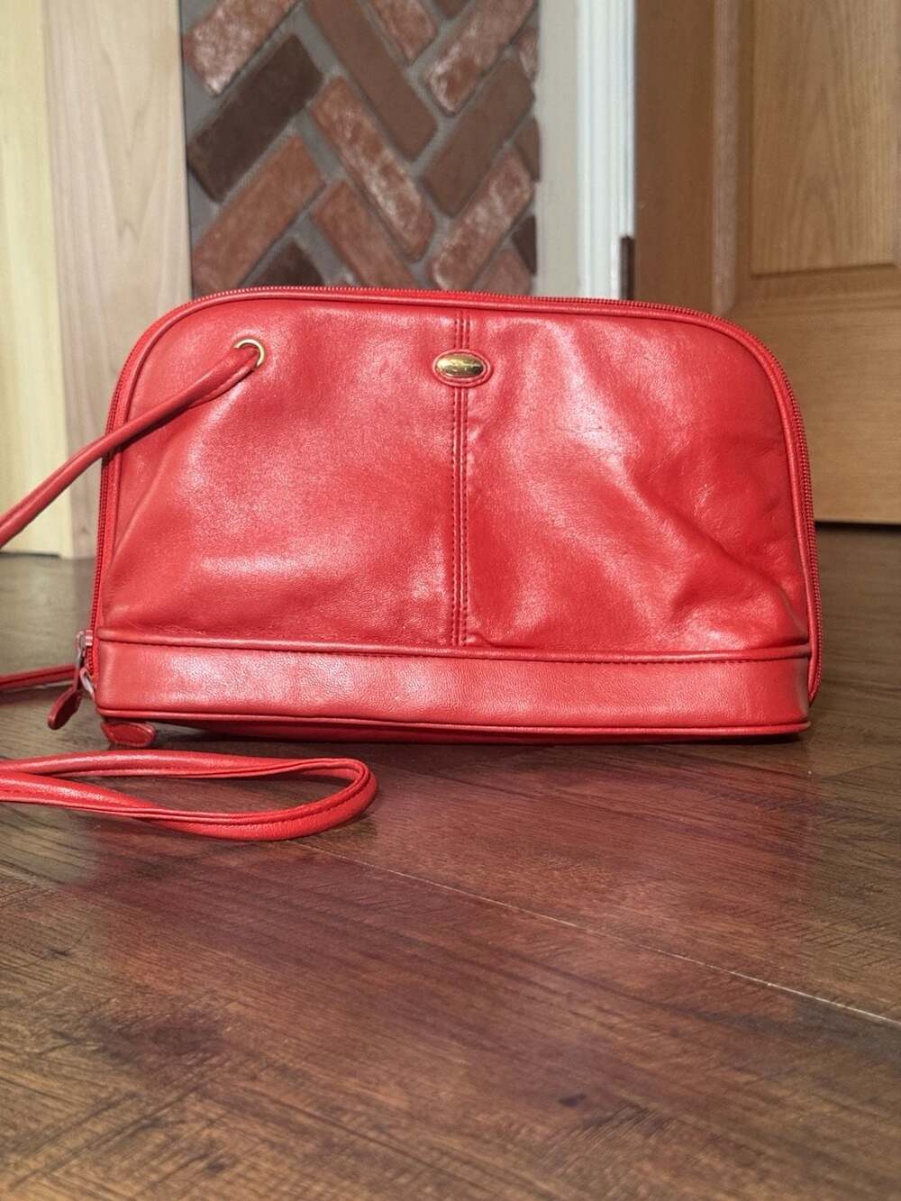 Vintage Y2K  Red Leather Crossbody Organizer Bag - Glam Femme Fatale